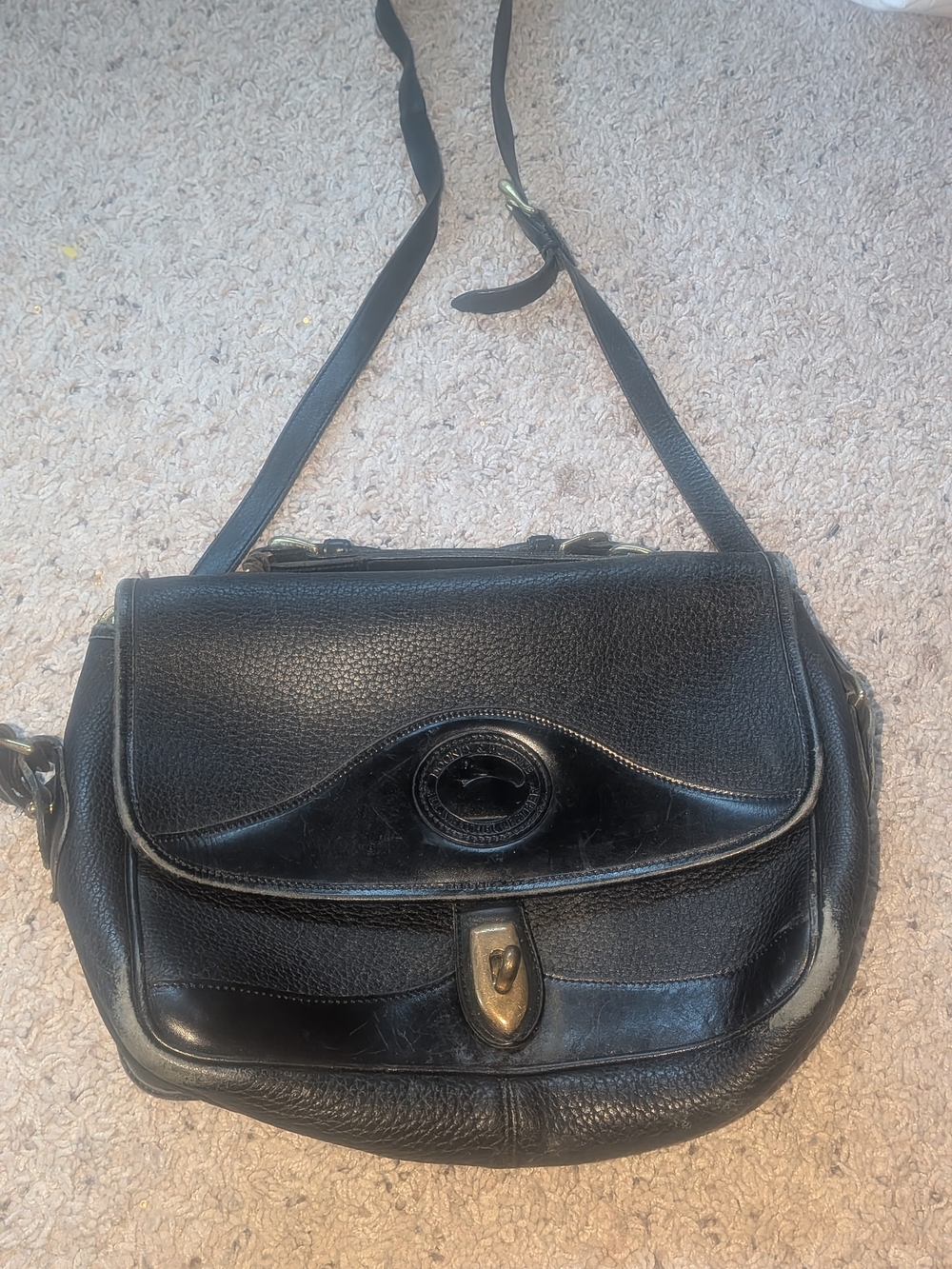 Dooney & Bourke Black Leather VINTAGE Shoulder Bag PURSE RARE STYLE